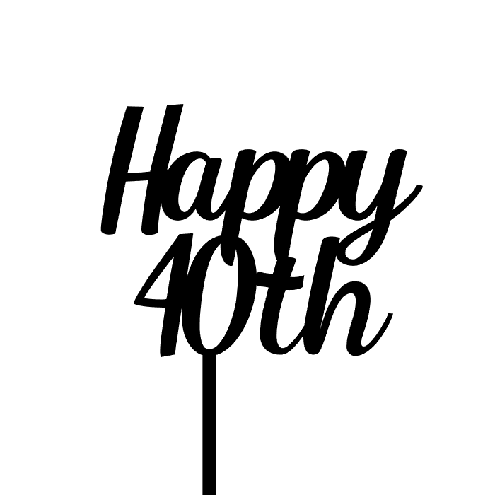 CW Happy 40th Cake Topper - Black