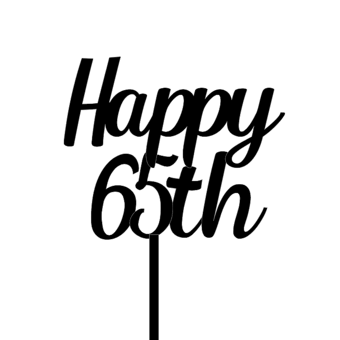 CW Happy 65th Cake Topper - Black