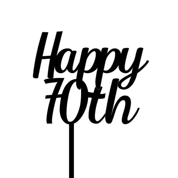 CW Happy 70th Cake Topper - Black