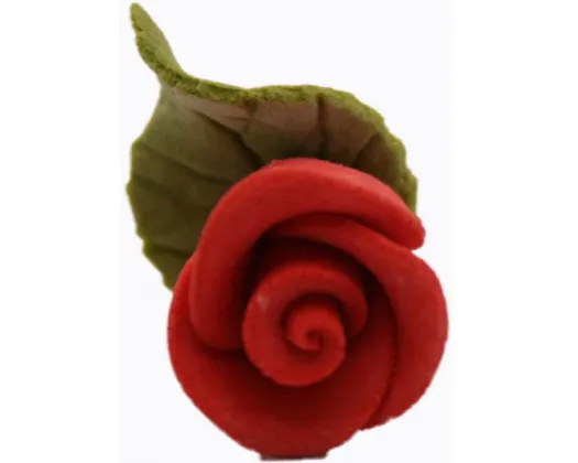 28 Icing Roses with Leaves - Red