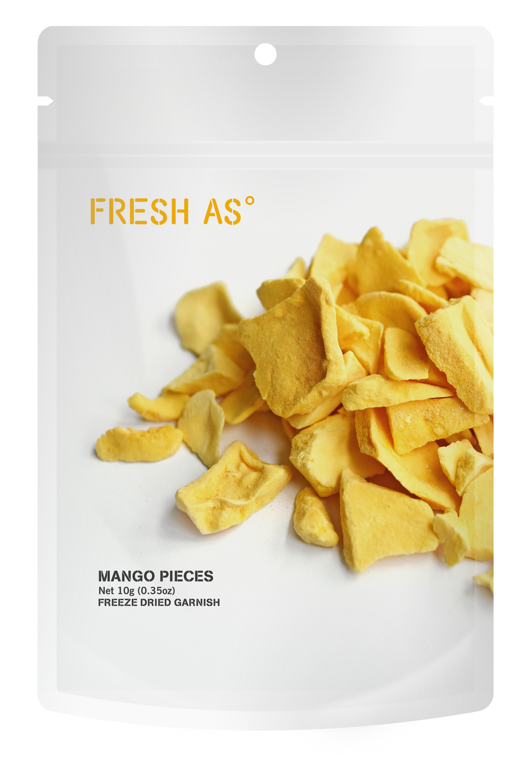 Fresh As Freeze Dried Mango Garnish 10g, resealable pouch packaging