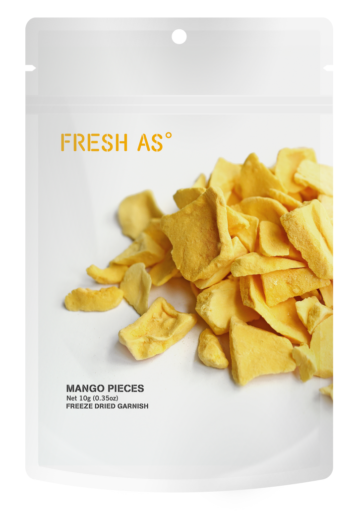 Fresh As Freeze Dried Mango Garnish 10g, resealable pouch packaging