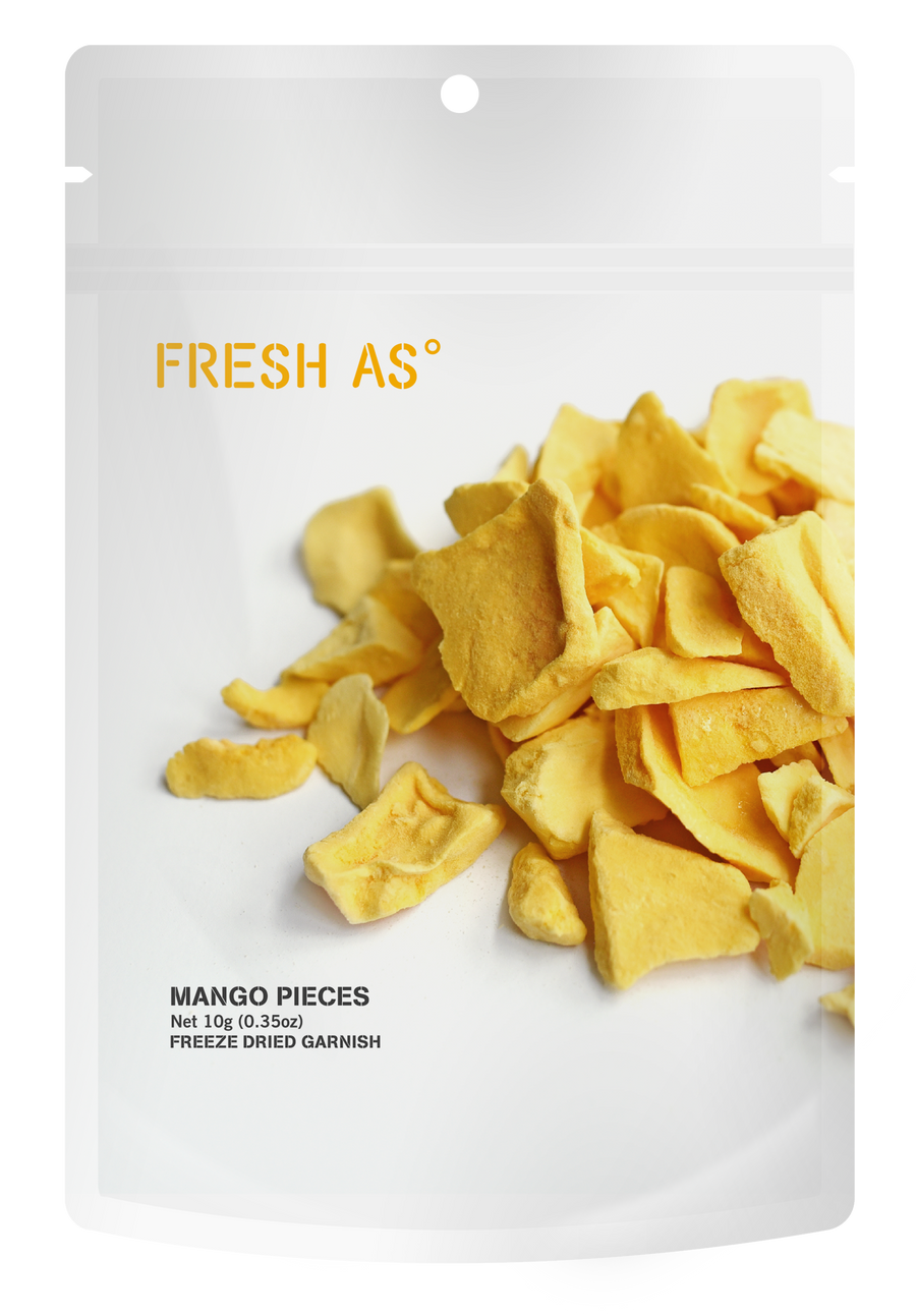 Fresh As Freeze Dried Mango Garnish 10g, resealable pouch packaging
