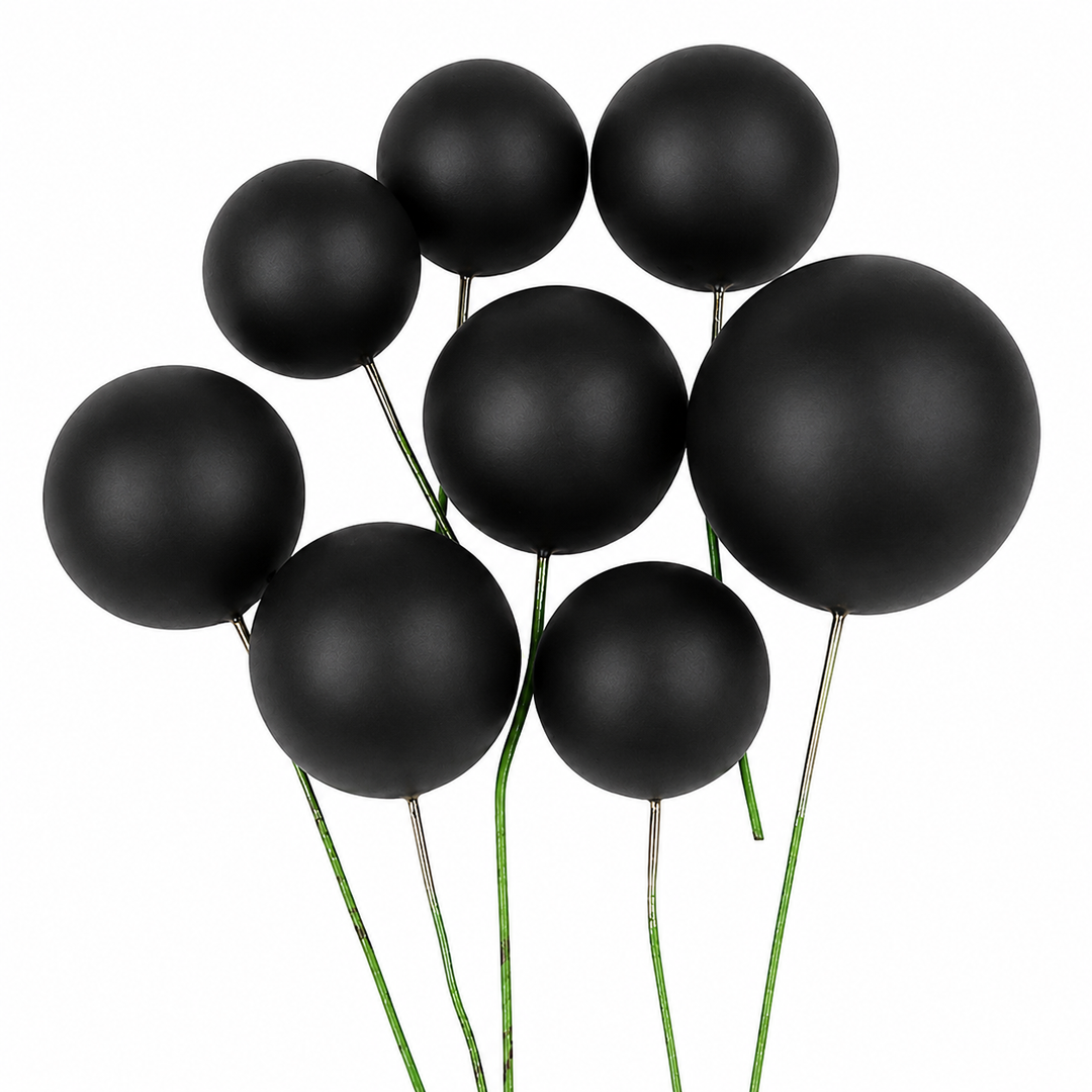 Foam Cake Ball Toppers 20pc - Matte Black