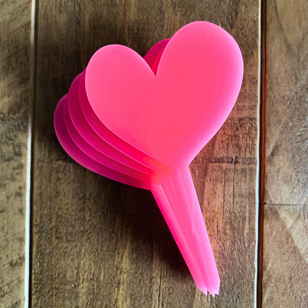 Heart Acrylic Cupcake Toppers x6