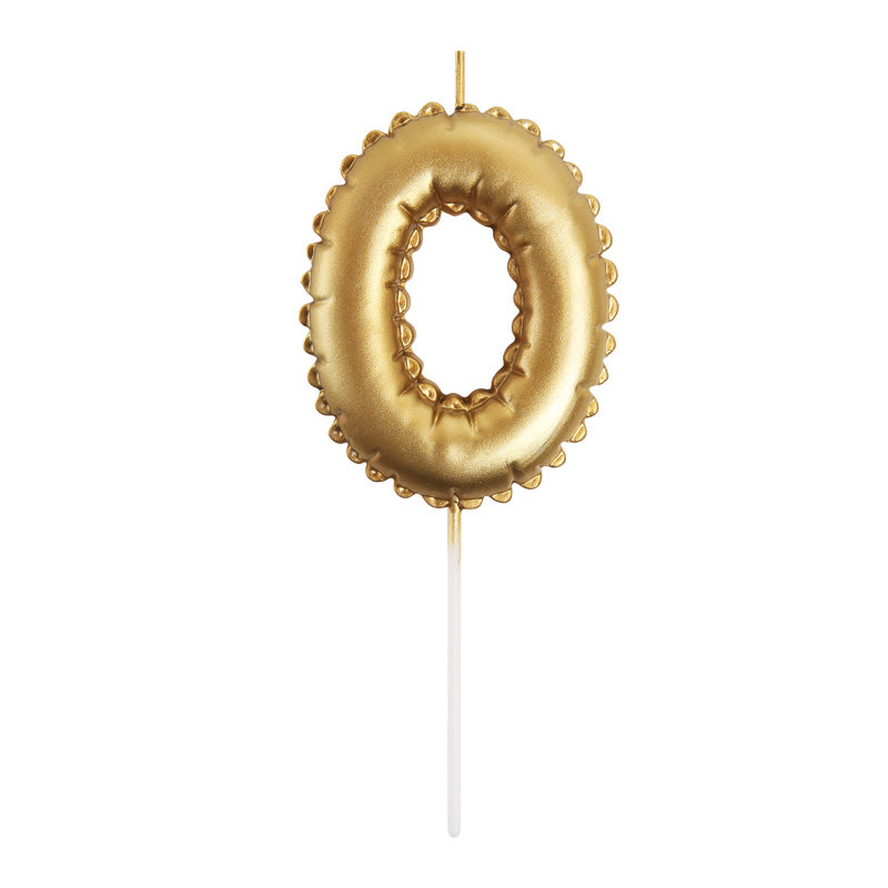 Gold Number Balloon Candle - 0