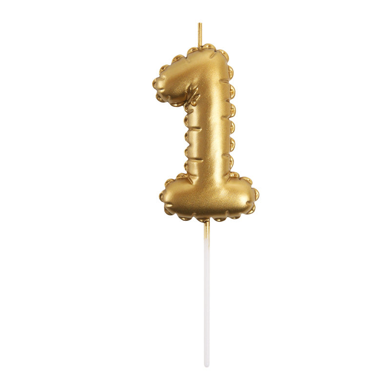 Gold Number Balloon Candle - 1