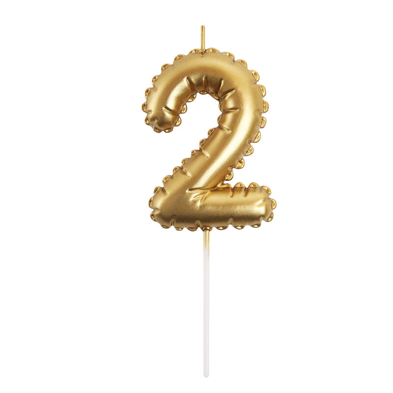 Gold Number Balloon Candle - 2
