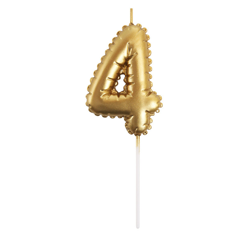 Gold Number Balloon Candle - 4