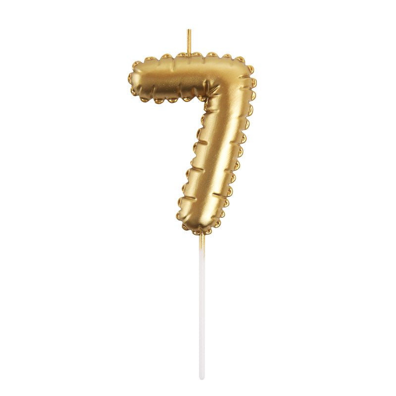 Gold Number Balloon Candle - 7