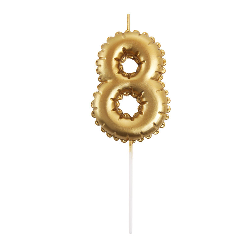 Gold Number Balloon Candle - 8