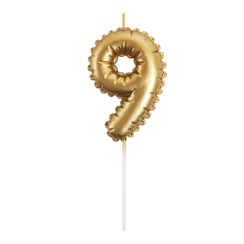 Gold Number Balloon Candle - 9