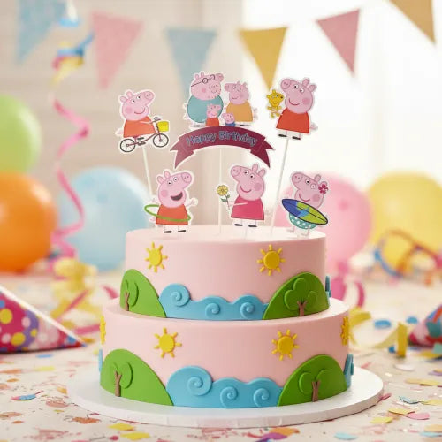 Peppa Pig Cardstock Cake Topper Set
