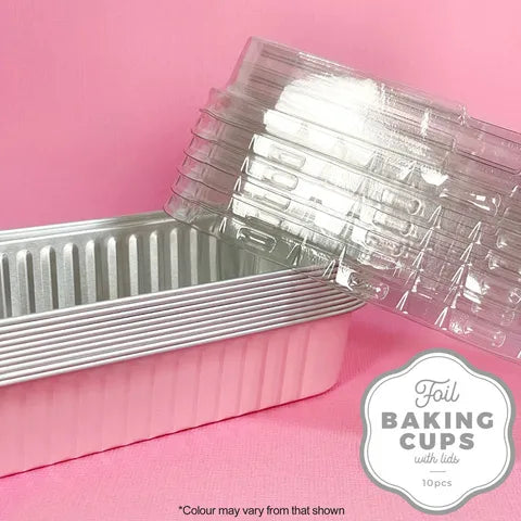 Foil Rectangle Baking Cups with Lids - Pink 10pk