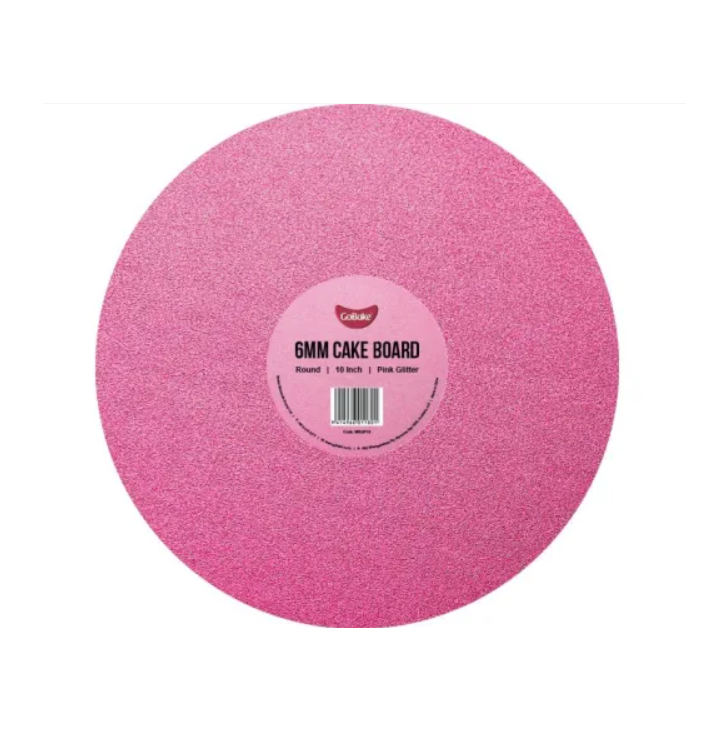 10" Round Cake Board 6mm - Glitter Pink