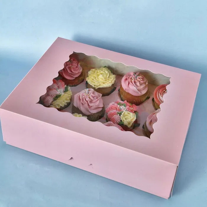 Pink Cupcake Box - 12 Hole -  x5 Boxes (Standard Size)