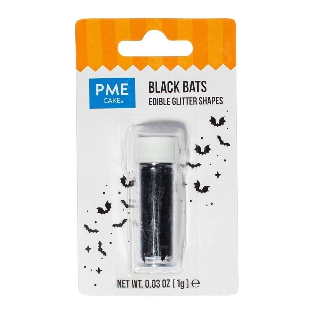 PME Edible Glitter Shapes - Black Bats
