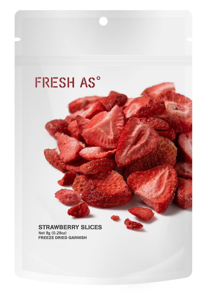 Fresh As Freeze Dried Strawberry Garnish 8g, resealable pouch packaging
