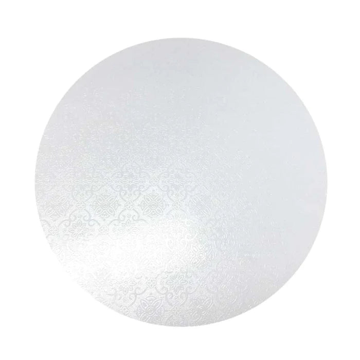 10" Round Cake Board 6mm - White (Patterned)