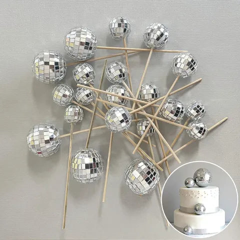 Disco Ball Cake Topper Set