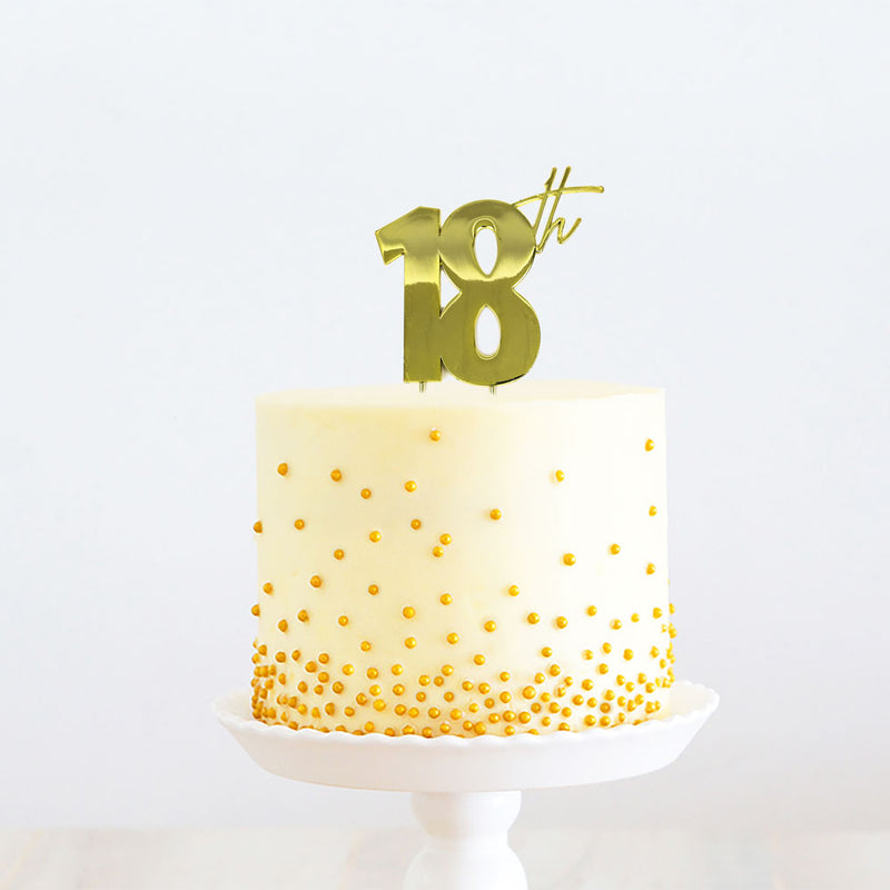 Cake & Candle 18th Cake Topper - Gold