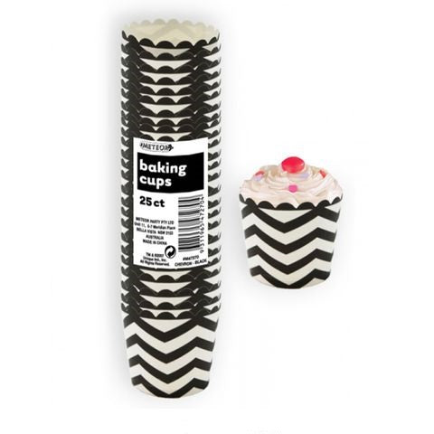 Straight Sided Baking Cups - Chevron Black and White
