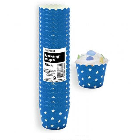 Straight Sided Baking Cups - Stars Royal Blue