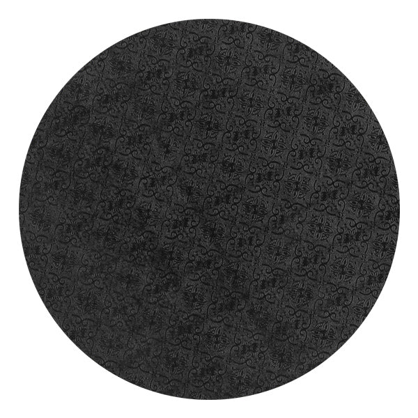 10" Round Cake Board 6mm - Black (Patterned)