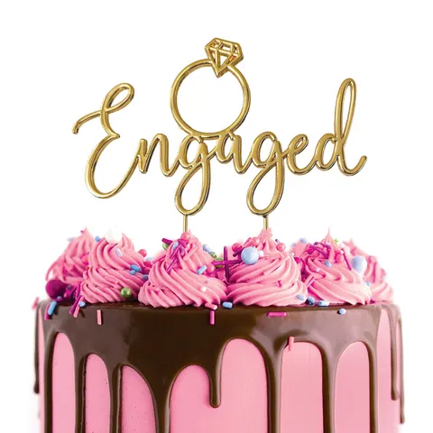 Engaged Gold Plated Cake Topper
