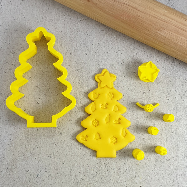 Custom Cookie Cutters Cutter and Embosser Set - Christmas Tree