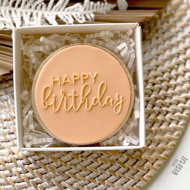 Custom Cookie Cutters Debosser - Happy Birthday Cursive