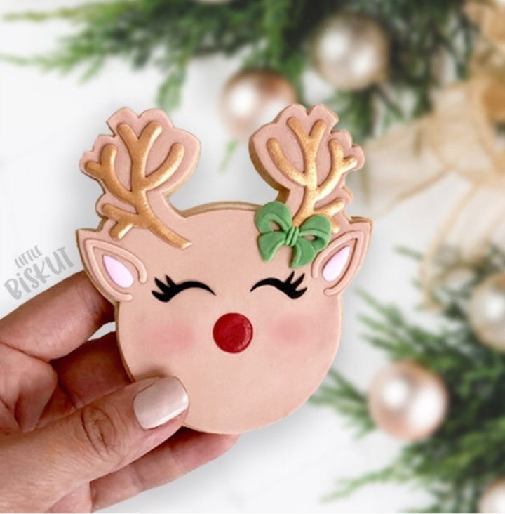 Custom Cookie Cutters Cutter and Embosser - 3D Reindeer