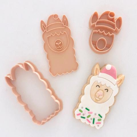 Custom Cookie Cutters Cutter and Embosser - Christmas Llama
