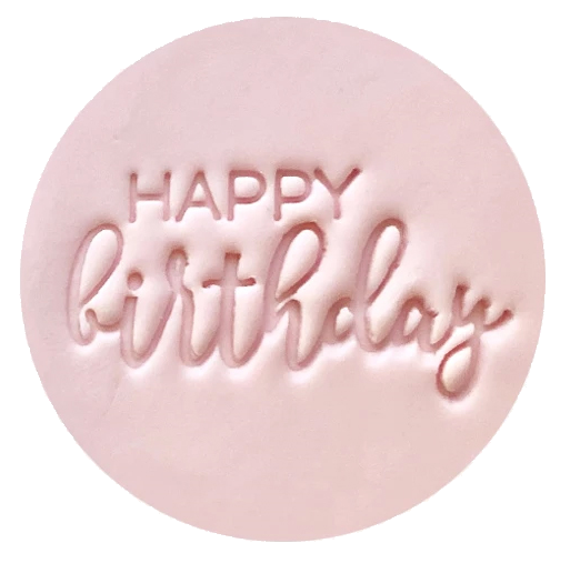 Custom Cookie Cutters Embosser - Happy Birthday #2 (Pink)