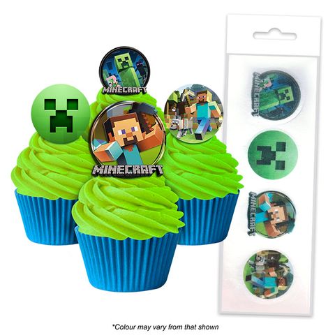 Edible Wafer Cupcake Toppers - Minecraft