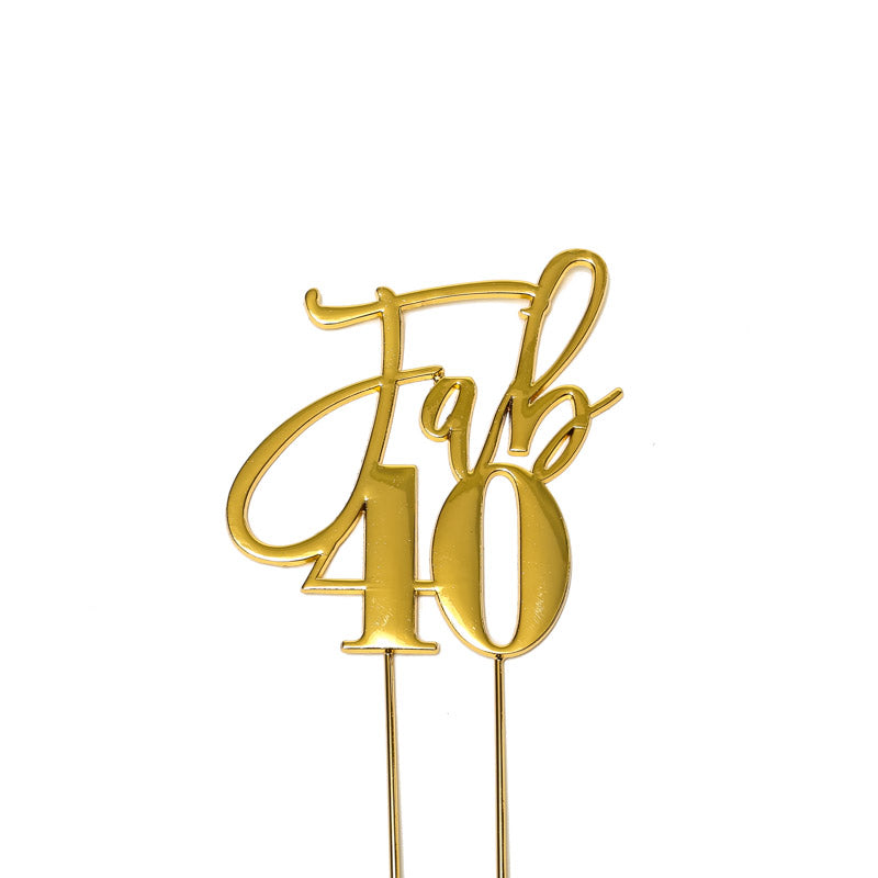Fab 40 Gold Plated Cake Topper