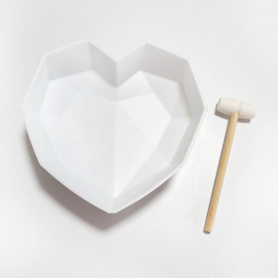Geometric Heart Silicone Mould - Large with Hammer