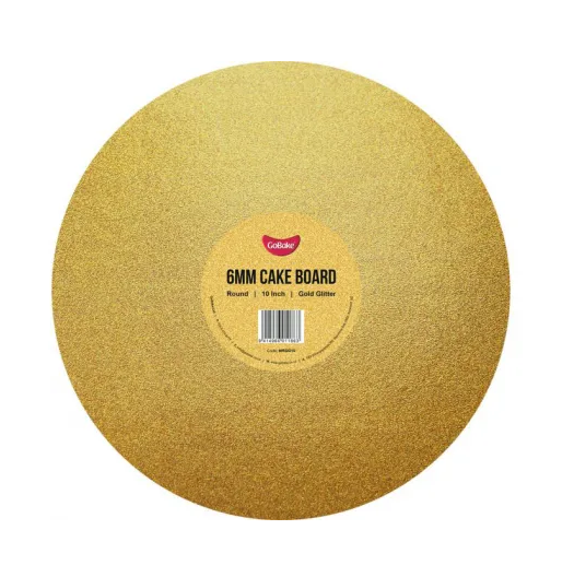 10" Round Cake Board 6mm - Glitter Gold