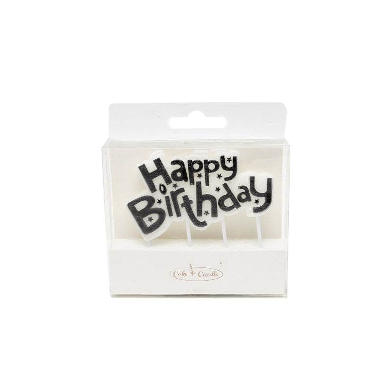 Cake & Candle Happy Birthday Candle - Black