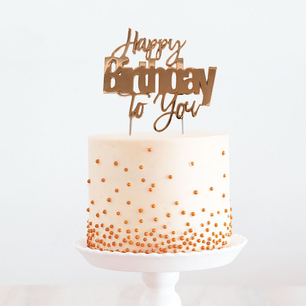 Happy Birthday to You Metal Cake Topper - Rose Gold