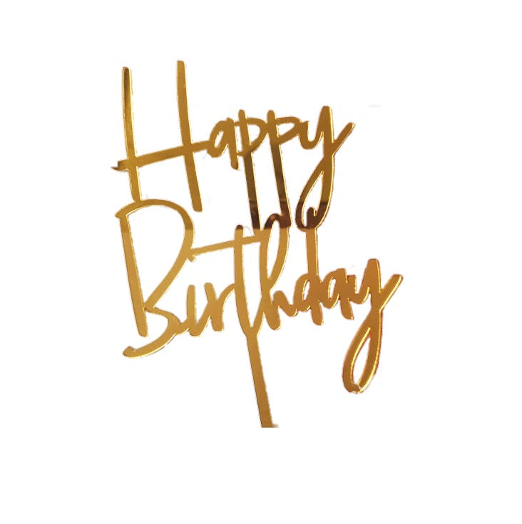 Happy Birthday Acrylic Cake Topper #5 - Gold