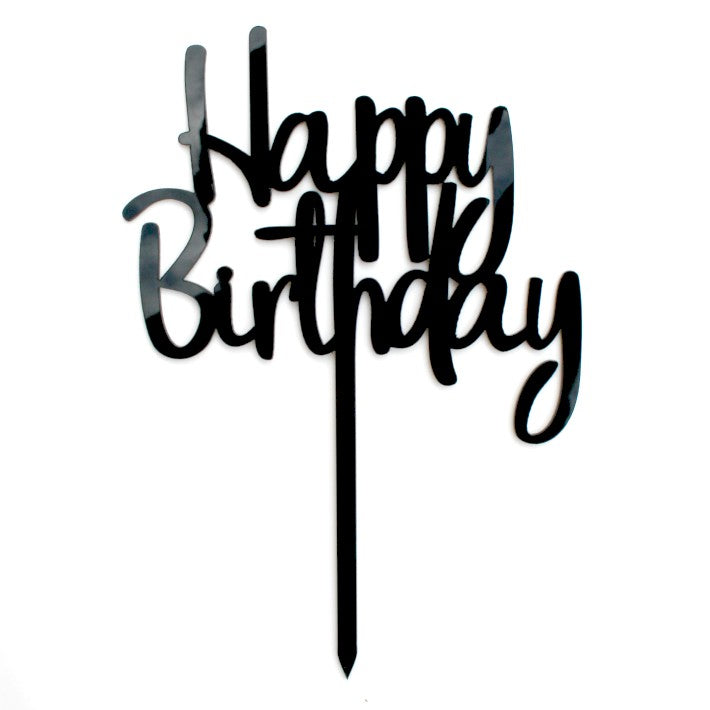 Happy Birthday Acrylic Cake Topper #2 - Black
