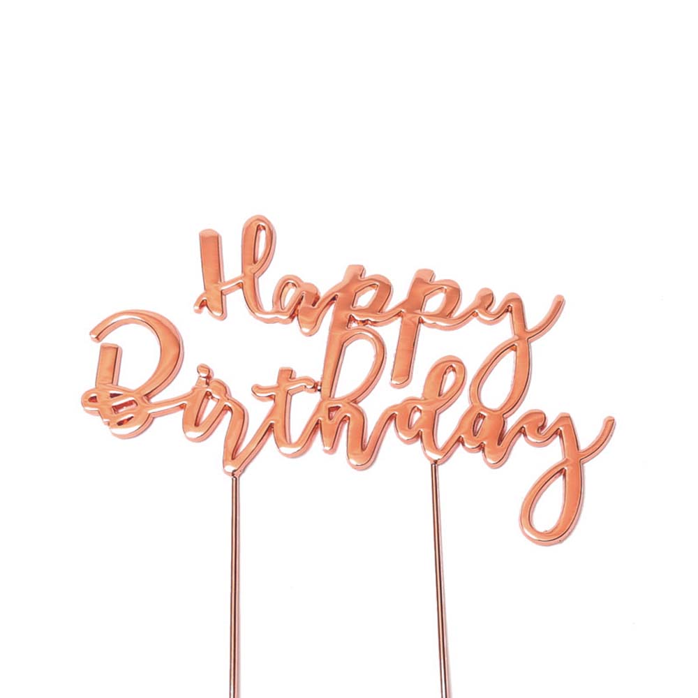 Happy Birthday Rose Gold Plated Cake Topper #1