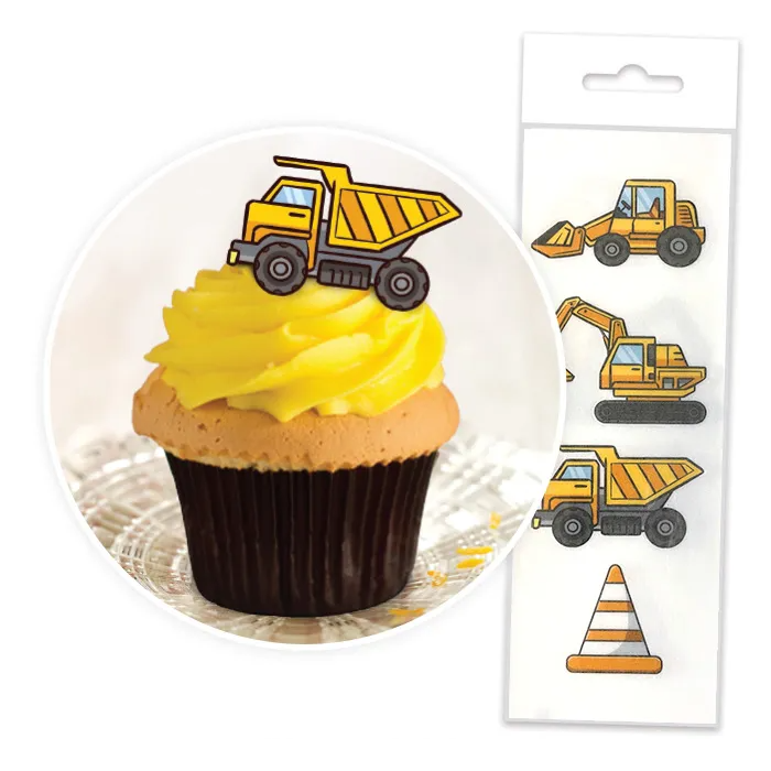 Edible Wafer Cupcake Toppers - Construction