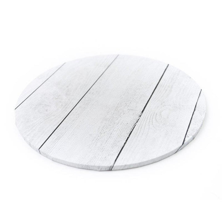 12" Round Cake Board 5mm - White Planks