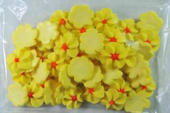 50 Yellow Icing Drop Flowers
